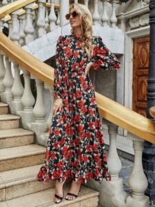 Allover Floral Print A-line Dress